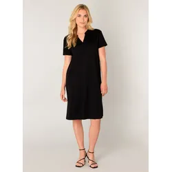 Sommerkleid BASE LEVEL "YEN", Damen, Gr. 42, N-Gr, schwarz, Web, Obermaterial: 65% Viskose, 30% Nylon, 5% Elasthan, unifarben, casual, gerade knielang, tiefer V-Ausschnitt, Kurzarm, Kleider, mit Bindegürtel