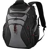 KROSER Laptop Rucksack Herren 17,3 Zoll Reise XL BusinessRucksack Schwerlast Wasserdicht mit Hartgeschältem Sicherheitsraum Ladeanschluss RFID Tasche für Männer/Frauen-Schwarz Grau