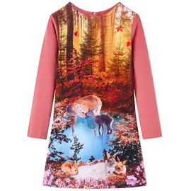 vidaXL Kinderkleid Langarmkleid Altrosa 104