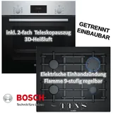 Bosch HERDSET Bosch Backofen mit Bosch Gas-Kochfeld schwarzes Hartglas autark 60cm NEU