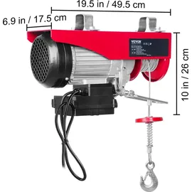 Vevor Seilwinde Metall rot 500kg bis 1000kg Hubhöhe 12m