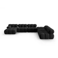 Micadoni Ecksofa Bellis, modular Panorama 7-Sitzer schwarz