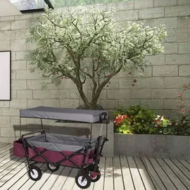 Woltu Bollerwagen faltbar mit Dach Fuschia