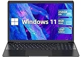 SGIN 15,6 Zoll Laptop, 8 GB RAM 256 GB SSD Windows 11 Notebook, Celeron Quad-Core Up to 2,8 GHz, 2,4/5,0G WiFi, 7000 mAh, Bluetooth 4.2, erweiterbarer Speicher 512 GB TF