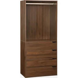 sweeek - Modul mit 4 Schubladen und Kleiderschrank - Nussbaumfarben