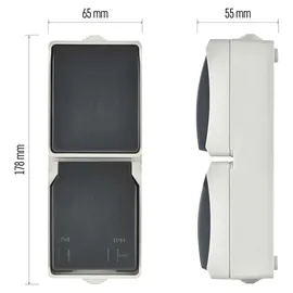 EMOS Schuko-Steckdose IP44 Schwarz-Grau