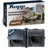 Kopp 137015003 Feuchtraum-Schalterprogramm Steckdose mit Klappdeckel Waagerecht Anthrazit