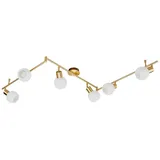 LINDBY Deckenlampe Elaina, 180cm, 6-flg., messing, Glas, E14