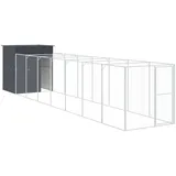 vidaXL Hundehütte mit Auslauf 165 x 863 x 181 cm Stahl Anthrazit