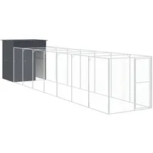 vidaXL Hundehütte mit Auslauf 165 x 863 x 181 cm Stahl Anthrazit