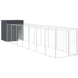 vidaXL Hundehütte mit Auslauf 165 x 863 x 181 cm Stahl Anthrazit