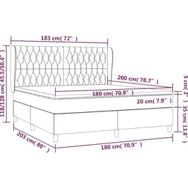 vidaXL Boxspringbett mit Matratze Creme 180x200 cm Stoff