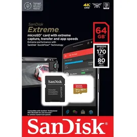 SanDisk Extreme microSDXC UHS-I U3 A2 + SD-Adapter 64 GB