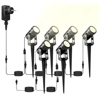 Luminea 6er-Set Aluminium-Gartenspots mit COB-LEDs und Erdspieß, 850 lm,
