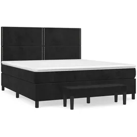 vidaXL Boxspringbett mit Matratze Schwarz 180x200 cm Samt