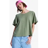 Roxy T-Shirt TIME FOR PALM TREE Kurzarm, mit Rundhalsausschnitt, aus Baumwolle und Polyester grün S (36)