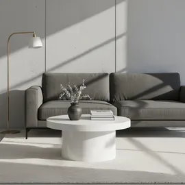 KADIMA DESIGN Couchtisch 60x60x30 cm Weiß Sofatisch in Hochglanz Modern, Design Wohnzimmertisch Rund, Loungetisch in Pilz-Form, Kaffeetisch Beistelltisch