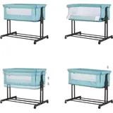 Chipolino Beistellbett 2 in 1 Zen Laufstall Moskitonetz Matratze Räder Bremse türkis