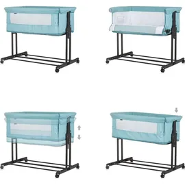 Chipolino Beistellbett 2 in 1 Zen Laufstall Moskitonetz Matratze Räder Bremse türkis