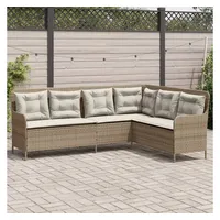 vidaXL Gartensofa in L-Form mit Kissen Beige Poly Rattan