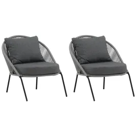 VCM Lindos Loungestuhl 2er Set 0 x 0 x 0 cm schwarz/grau