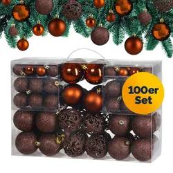 Deuba Casaria Weihnachtskugeln Christbaumkugeln 100tlg. - braun