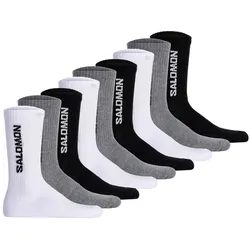 Salomon Unisex Socken, 9er Pack - EVERYDAY CREW, Frottee, Stütz-Zone, Logo Schwarz/Weiß/Grau 42-44