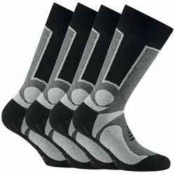 Rohner Basic Unisex Trekking Socken, 4er Pack - Basic Outdoor Socks, Sportsocken Grau 43-46