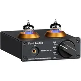 Fosi Audio Box X2 Phono Vorverstärker für MM Plattenspieler, Vorverstärker mit Gain-Regelung, Stereo Röhrenvorverstärker HiFi-Mini Vakuum Vorverstärker für Plattenspieler, Inklusive 12V DC Netzteil