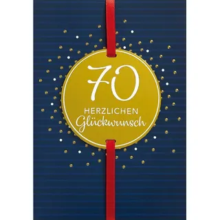 Perleberg Karte zum 70. Geburtstag - Lifestyle Collection - Karte zum Geburtstag mit Kreis & Band Motiv - Geburtstagskarten mit passendem Umschlag - Glückwunschkarte in 11,6 x 16,6 cm