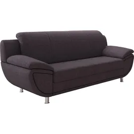 TRENDMANUFAKTUR 3-Sitzer TRENDMANUFAKTUR "Rondo II zeitlos und bequem", braun (rosybraun), B:207cm H:85cm T:94cm, Struktur ( 100% Polyester), Sofas, wahlweise mit komfortablem Federkern, mit extra breiten Armlehnen