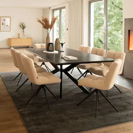 Home Deluxe Esstisch Eckig AVENCIA inkl. Sternfuß - Dark Oak 160 x 100 cm - mit schwarzem Metallgestell | Küchentisch, Esszimmer, Esszimmertisch