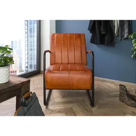 Massivmoebel24 Sessel Echtleder 59 x 85 x 84 cm Cognac