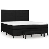 vidaXL Boxspringbett mit Matratze Schwarz 180x200 cm Stoff