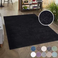 Carpet City Shaggy", schwarz, B:133cm H:30mm L:190cm, Polypropylen, Teppiche,