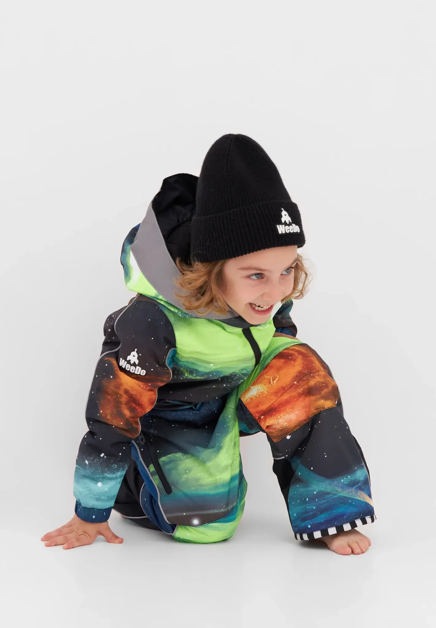 Schneeoverall WEEDO "COSMO SPACE" Gr. 92/104, bunt (space print, schwarz) Jungen Overalls Langlebiger Schneeanzug