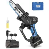Professionelle 6-Zoll-Akku-Kettensäge mit automatischer Schmierung, Einhand-Elektro-Kettensäge zum Schneiden von Holz, Obst und Obstgarten - Swansoft