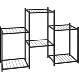 vidaXL Blumenständer, Pflanzenständer mit viel Platz, Pflanzenregal mit Eisenrahmen, Blumenregal Ausstellungsregal Lagerregal, Schwarz Eisen