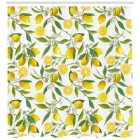 ABAKUHAUS Duschvorhang Exotische Garten 175 x 220 cm gelb-grün