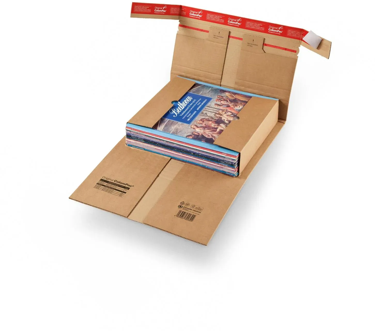 Robuste Versandverpackung 411 x 277 x -102mm mit Sicherungslaschen, Selbstklebeverschluss & Aufreißfaden braun