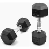 SUPRFIT - Hexagon Kurzhanteln paarweise mit gummiertem Eisenkern - Fitness Gewichte Hanteln 2 x 9 kg mit rutschfestem Chromgriff - Premium Kurzhantel Set für Calisthenics, Krafttraining & Crossfit