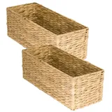 HMF Aufbewahrungskorb Badezimmer, Korb geflochten aus Wasserhyazinthe Seegras 2er Set 38 x 15 x 14 cm