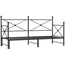 vidaXL Tagesbett Ausziehbar ohne Matratze Schwarz 90x200 cm Stahl