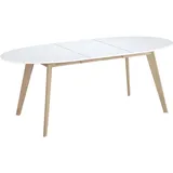 Miliboo Tisch ausziehbar oval Weiß und helles Holz L150-200 LEENA