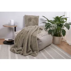 Dekokissen KAYOOM "Dekokissen & Decke Aimee 525", grau (taupe, unifarben), B:130cm H:1cm L:170cm, Polyester, Dekokissen_Sitzkissen_Kissenhüllen
