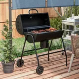 Outsunny Holzkohlegrill aus Metall BBQ Smoker mit Deckel Thermometer Räder