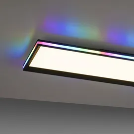 Selltec LED Panel Deckenleuchte, flach,dimmbar, schwarz mit RGB Laufbandumrandung