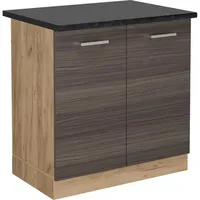 Vicco Spülenunterschrank R-Line, Edelgrau/Goldkraft Eiche, 80 cm, AP Anthrazit