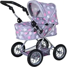 Knorrtoys 63444 - Puppenwagen First Grey Pink, klappbar, Schieber höhenverstellbar
