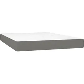 vidaXL Boxspringbett mit Matratze & LED Dunkelgrau 140x200 cm Stoff